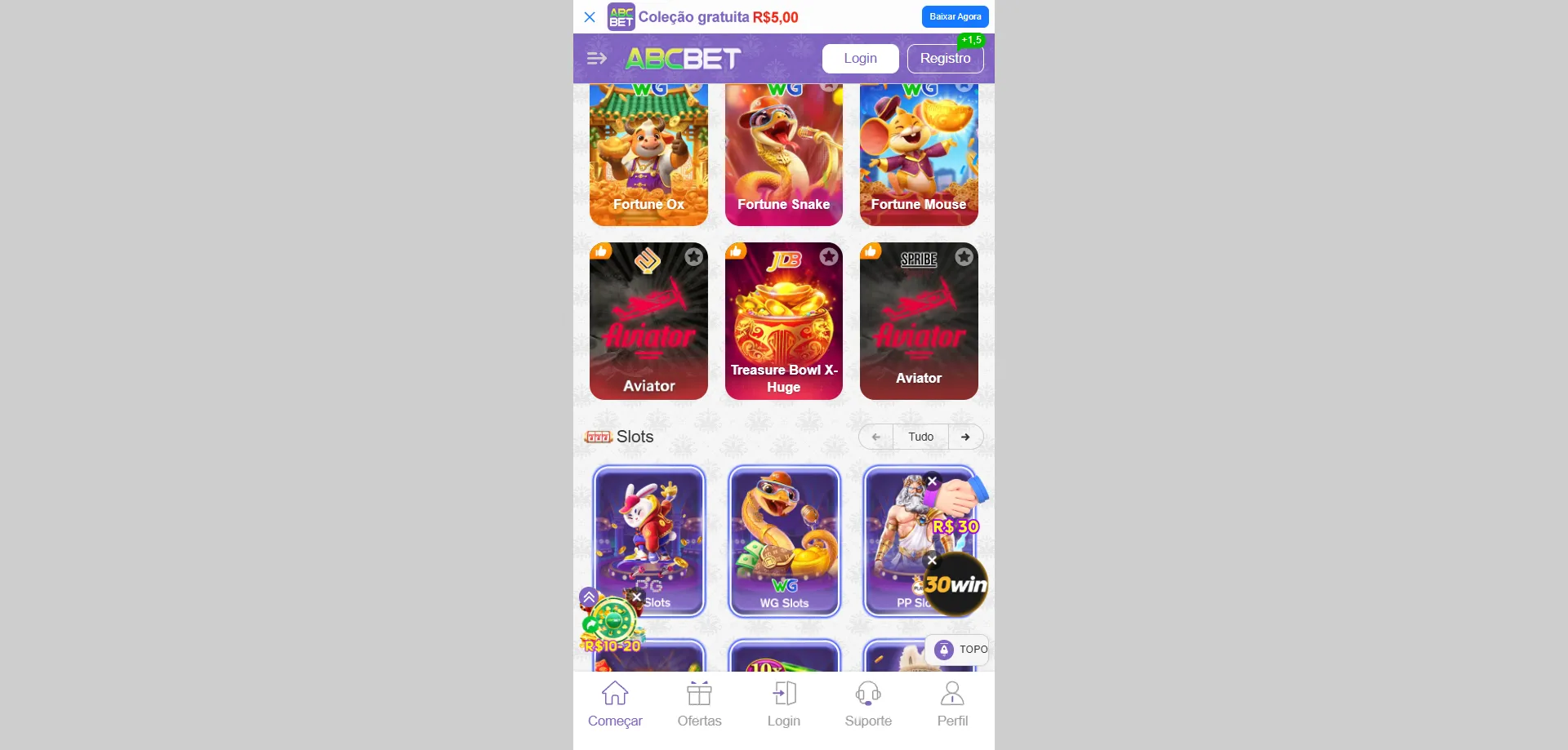 Slots e jogos de cassino na plataforma abc bet Brasil